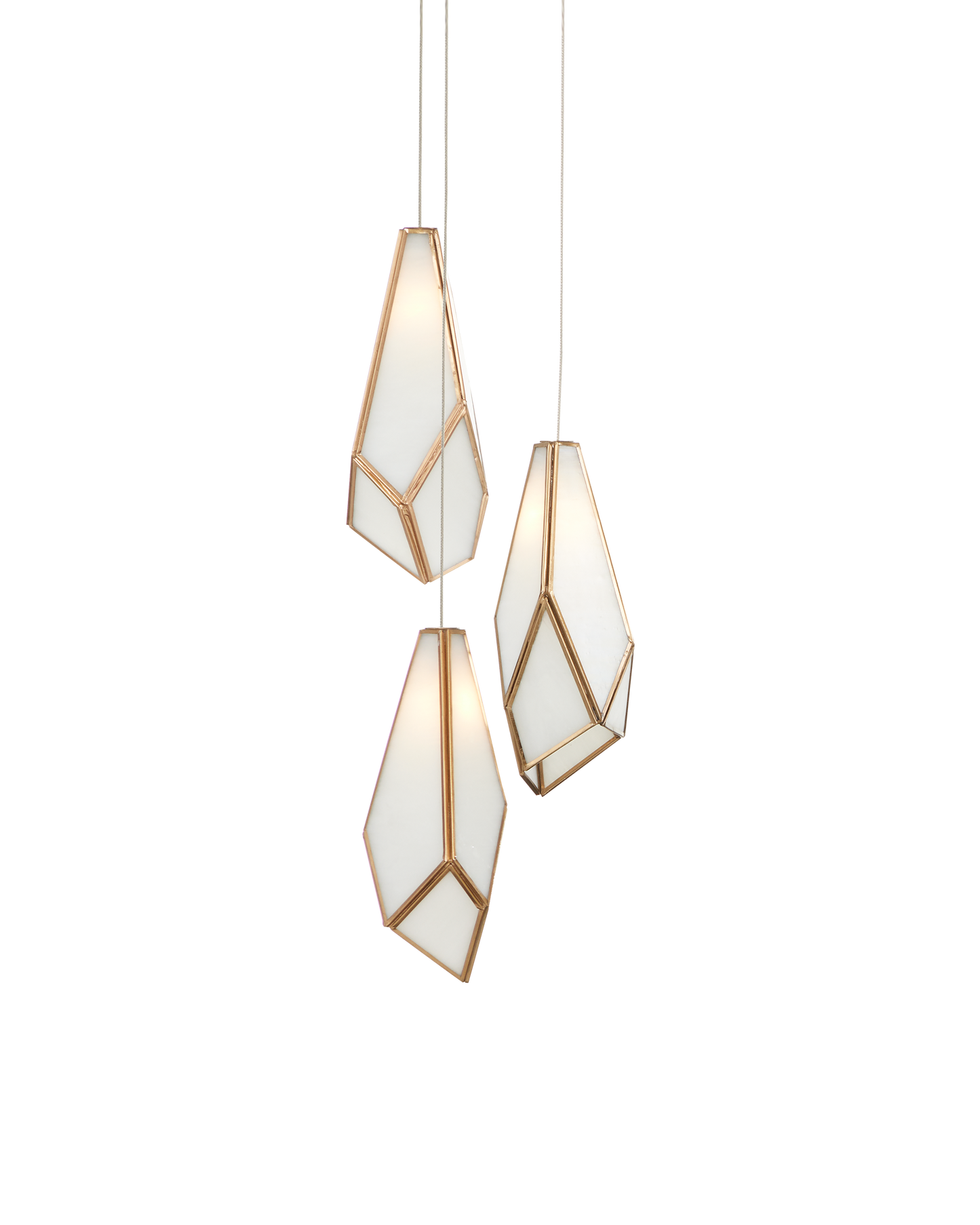 Glace White 3-Light Round Multi-Drop Pendant