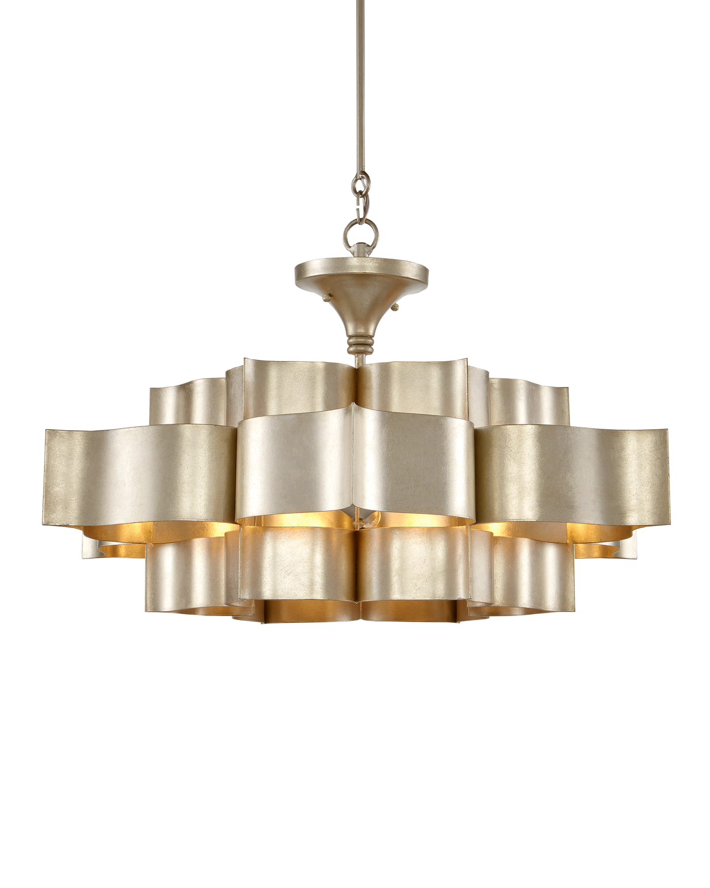 Grand Lotus Large Silver Chandelier