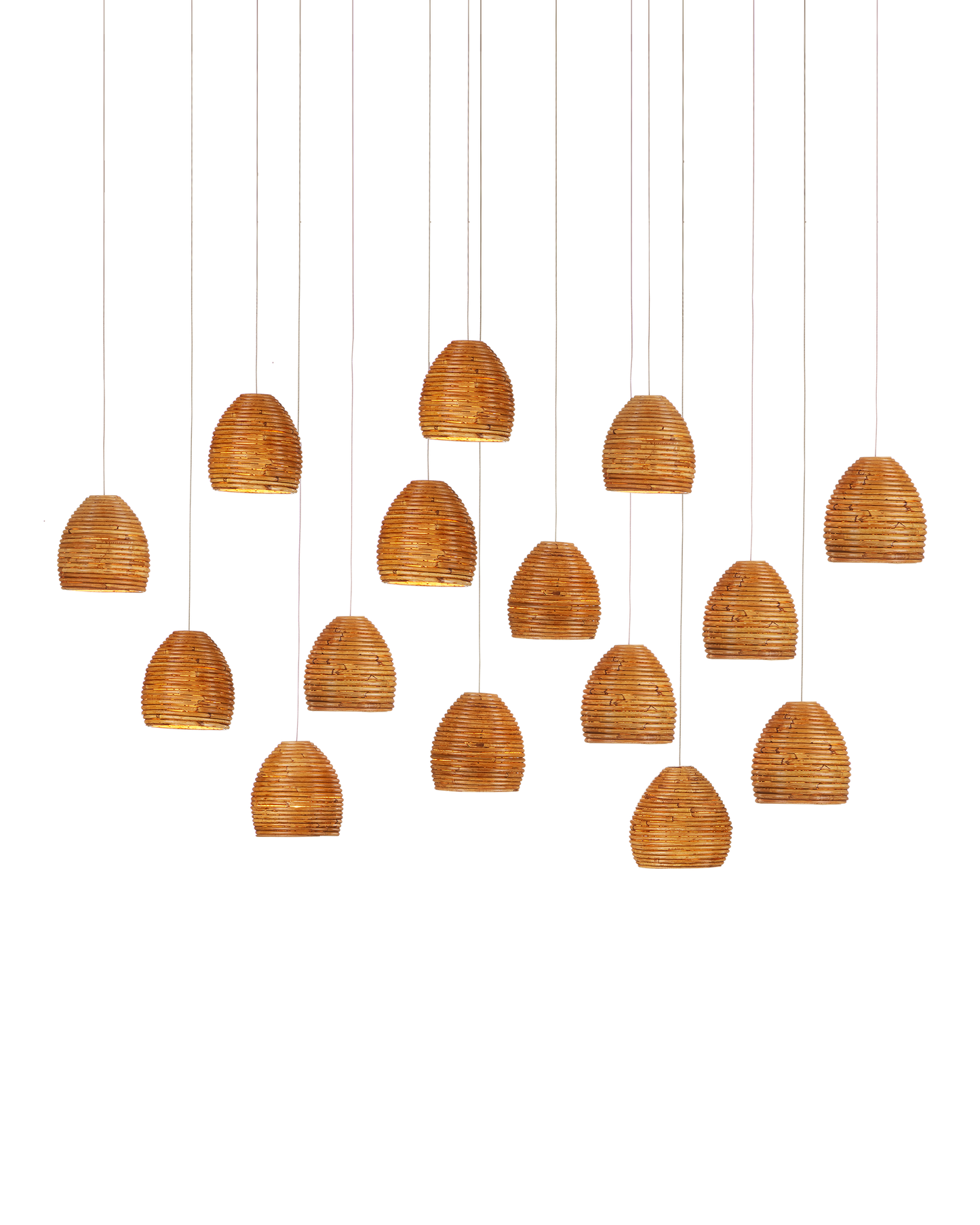 Beehive 15-Light Linear Multi-Drop Pendant
