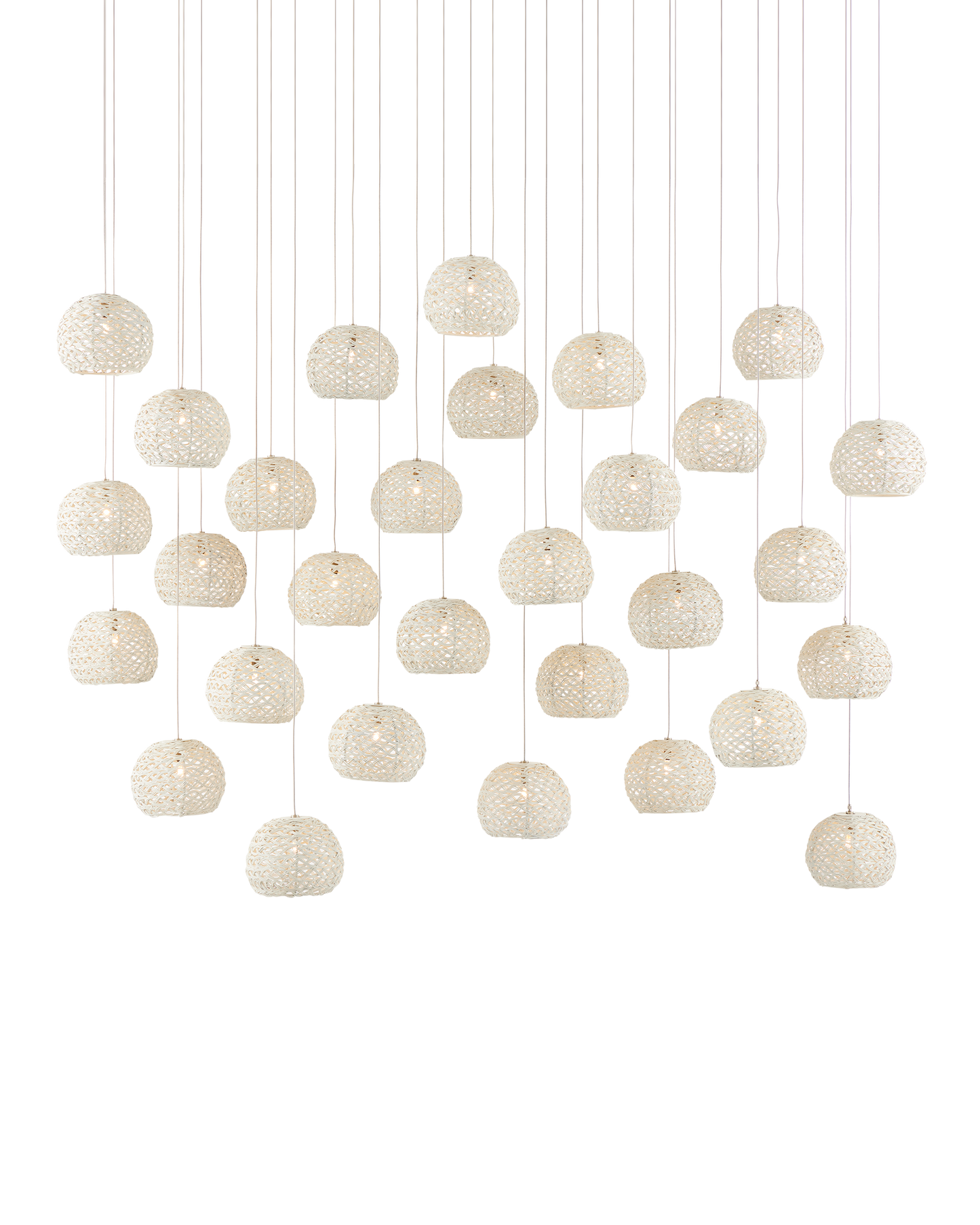 Piero White 30-Light Linear Multi-Drop Pendant