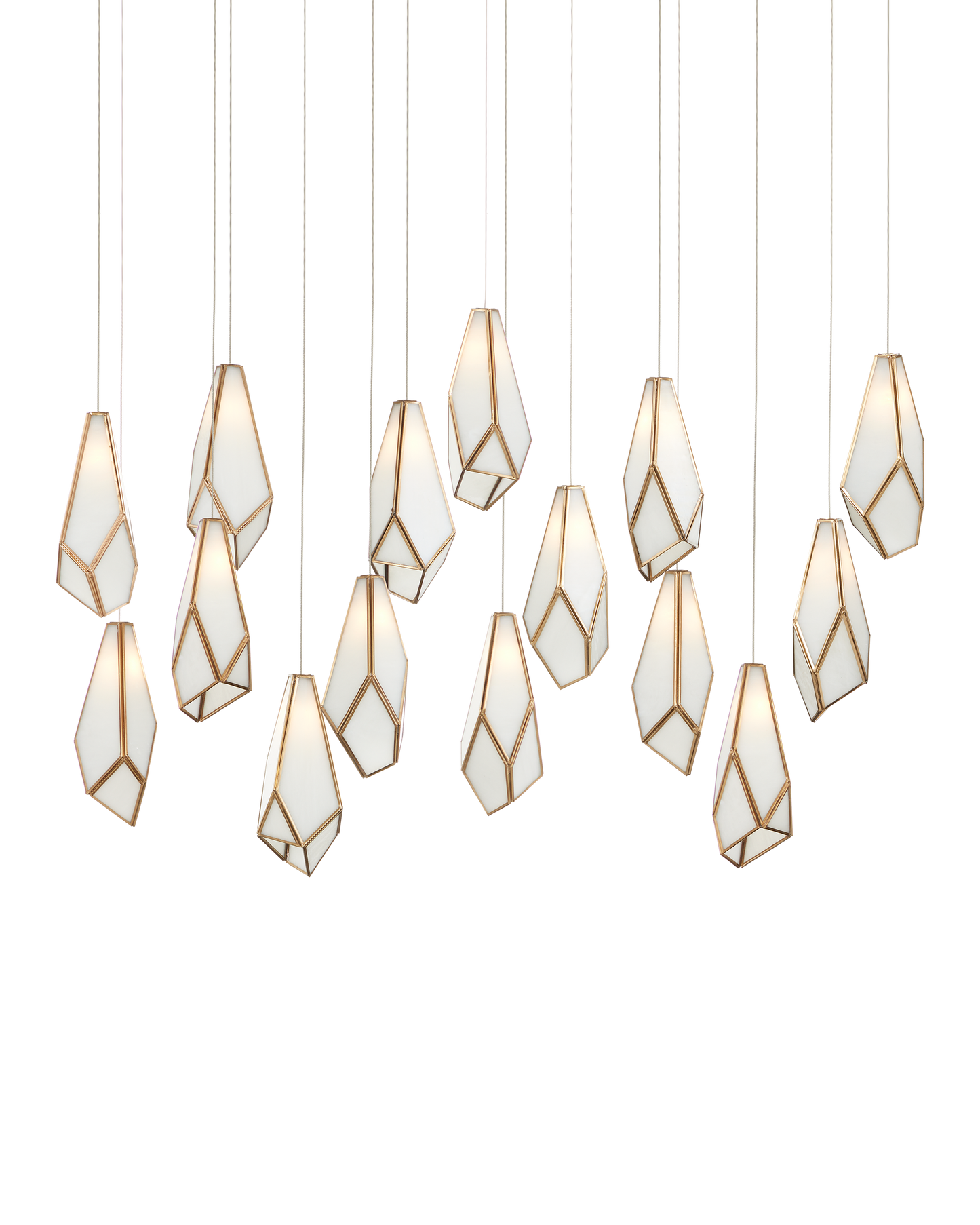 Glace White 15-Light Linear Multi-Drop Pendant