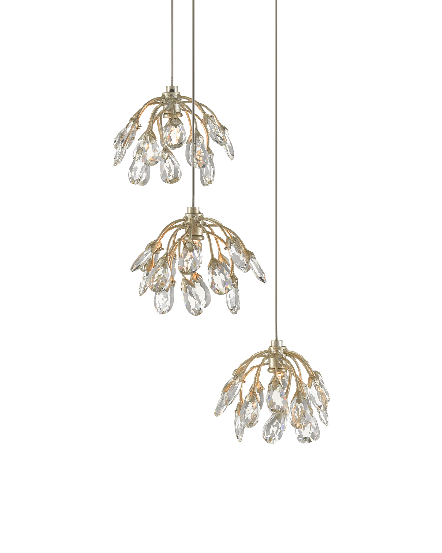 Crystal Bud 3-Light Round Multi-Drop Pendant