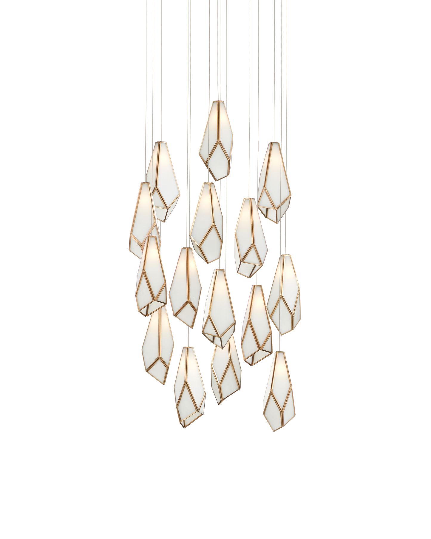 Glace White 15-Light Round Multi-Drop Pendant
