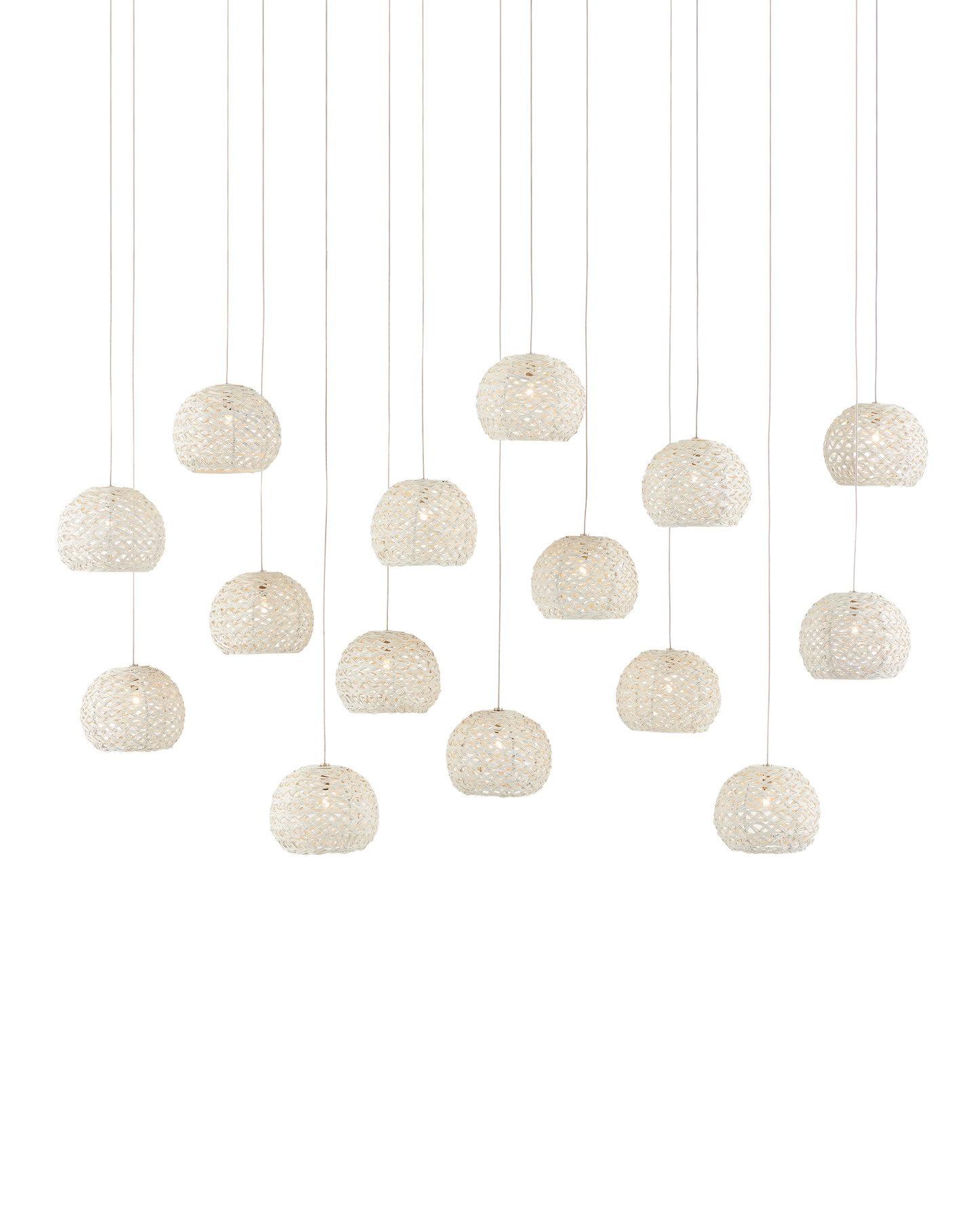 Piero White 15-Light Linear Multi-Drop Pendant