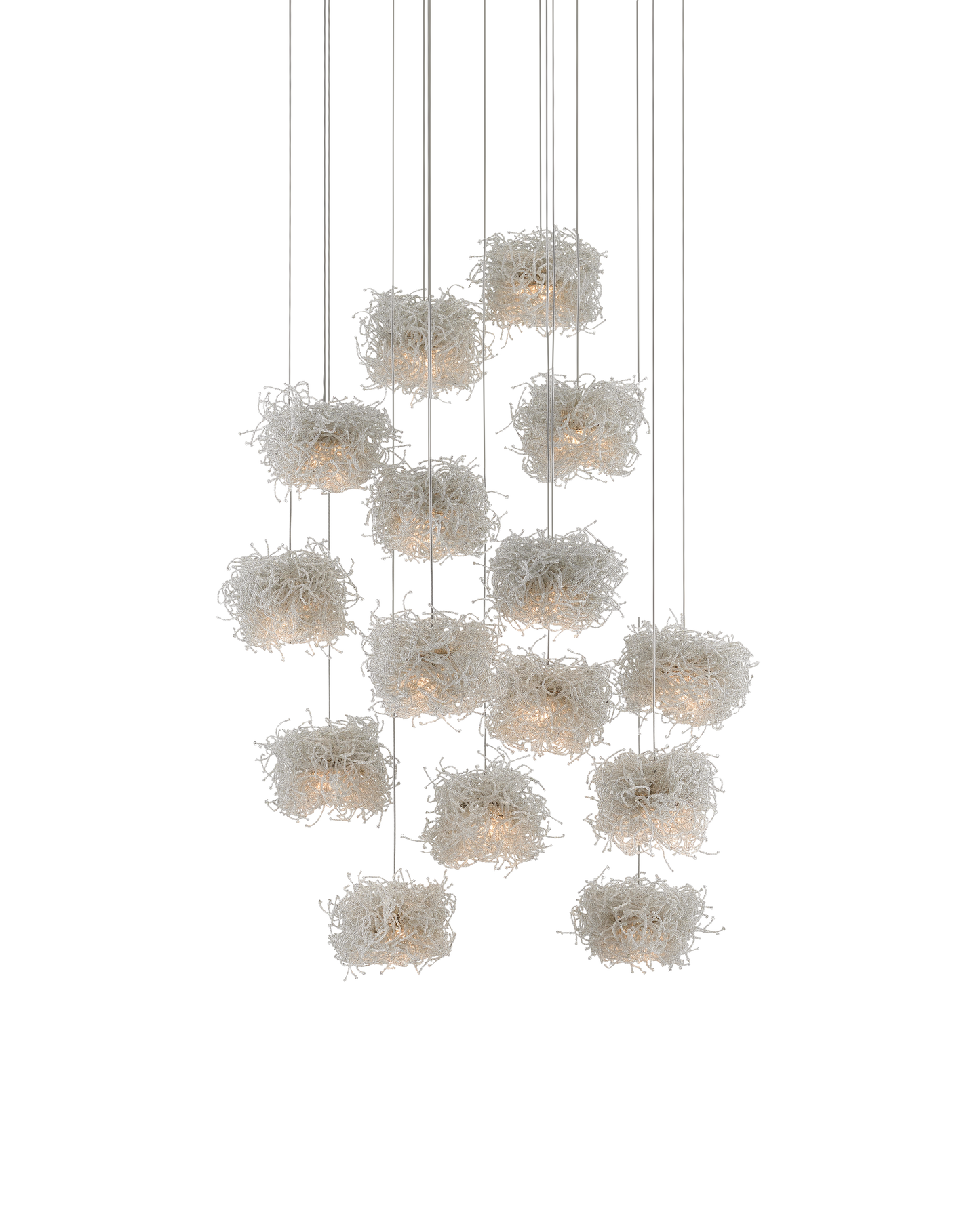 Birds Nest 15-Light Round Multi-Drop Pendant