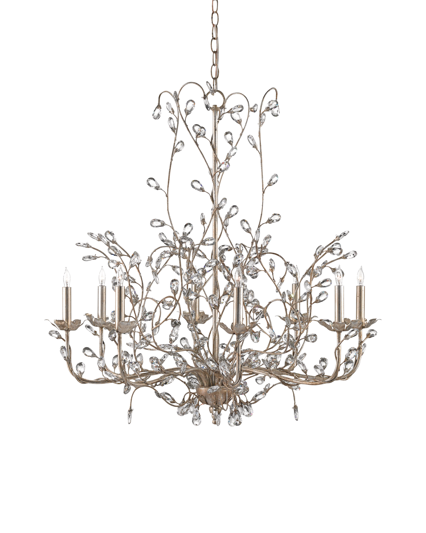 Crystal Bud Large Silver Chandelier