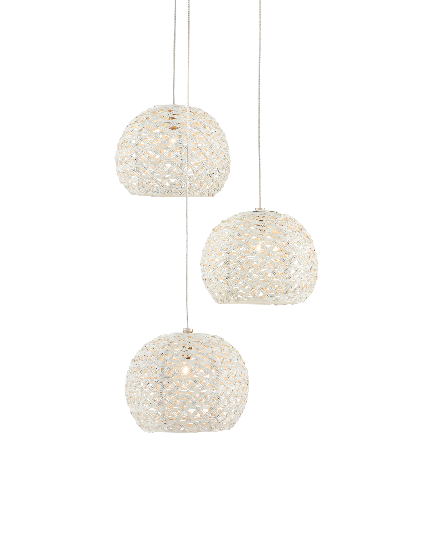 Piero White 3-Light Round Multi-Drop Pendant
