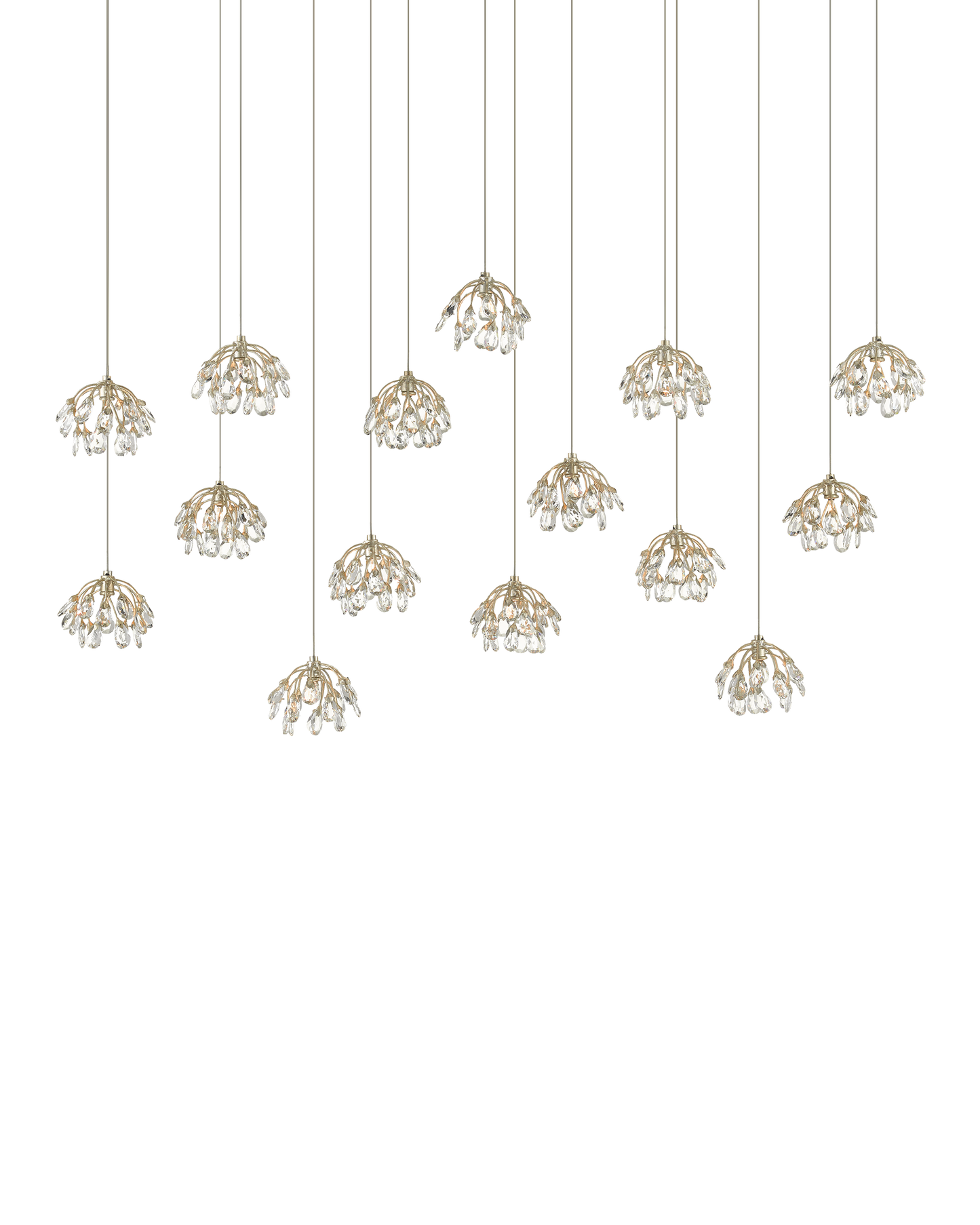 Crystal Bud 15-Light Linear Multi-Drop Pendant