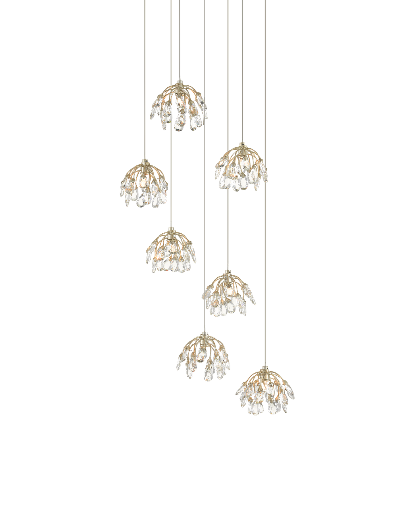 Crystal Bud 7-Light Round Multi-Drop Pendant