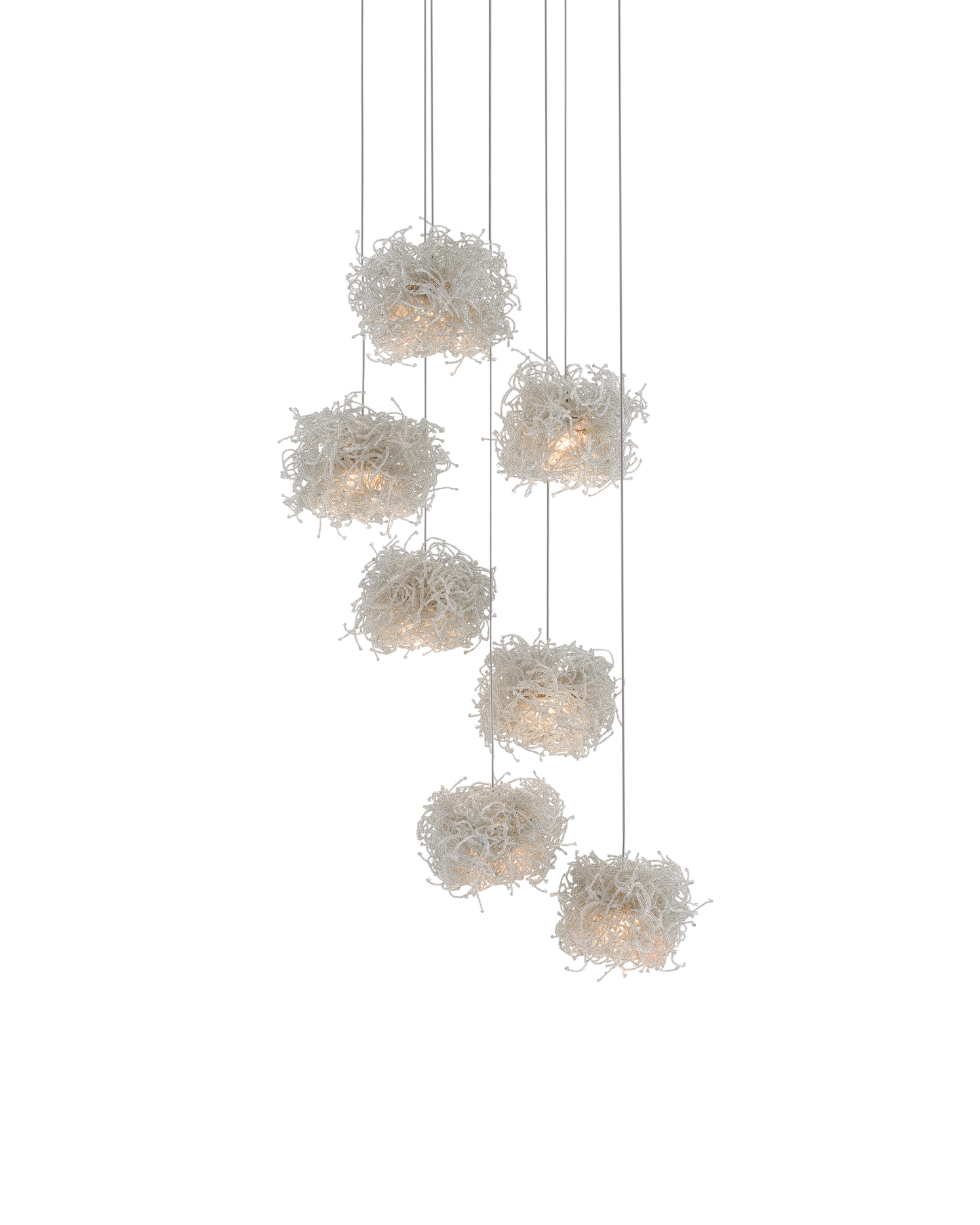 Birds Nest 7-Light Round Multi-Drop Pendant