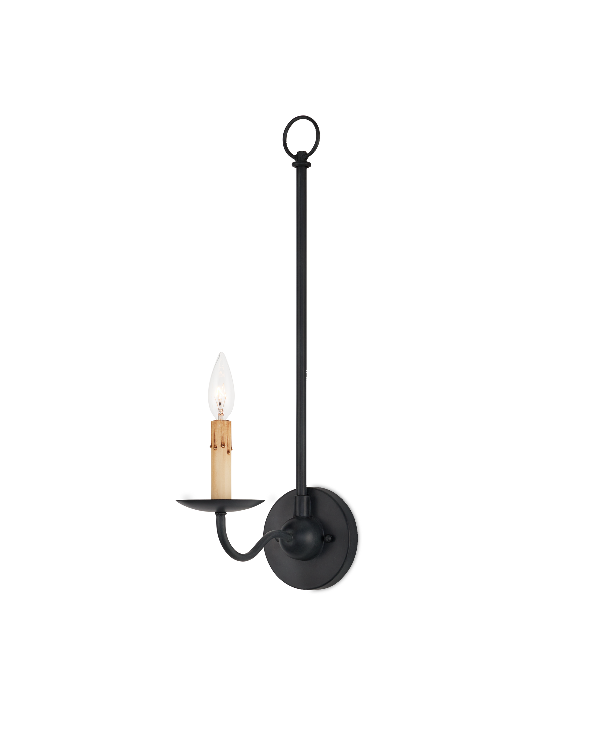 Saxon Single-Light Black Wall Sconce