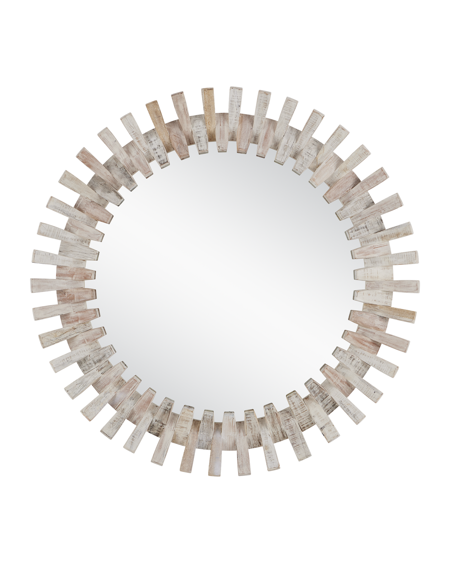 Diza Round Whitewash Mirror