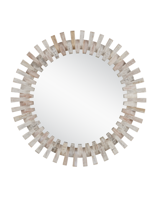 Diza Round Whitewash Mirror