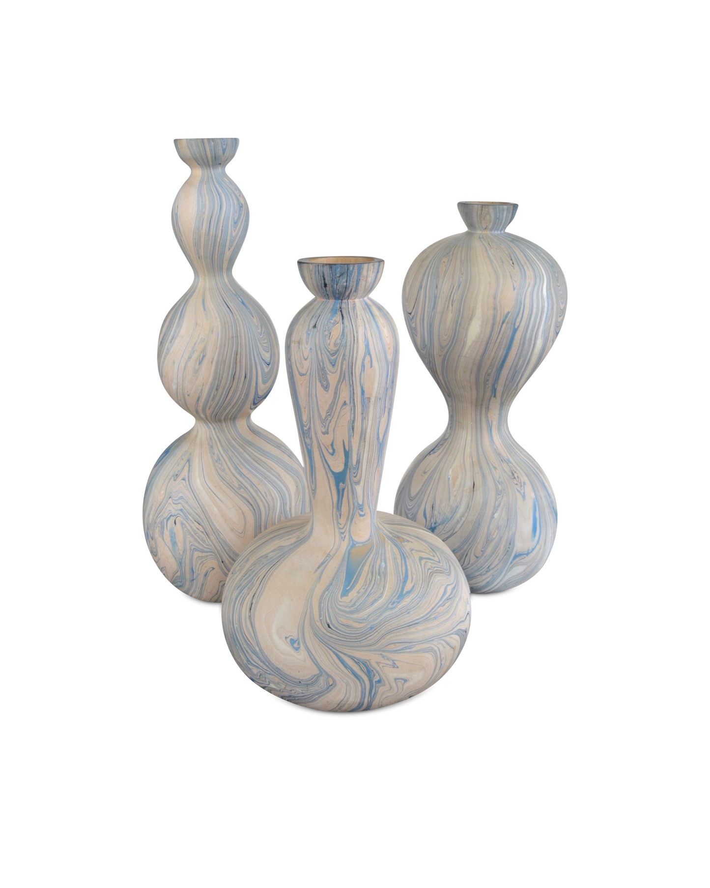 Calm Sea Marbleized Vase Set of 3