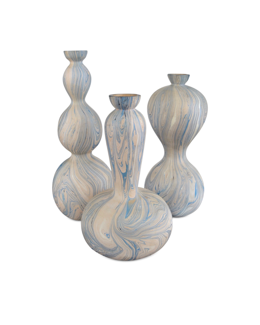 Calm Sea Marbleized Vase Set of 3