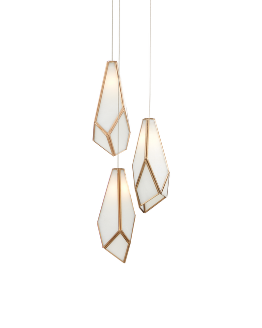 Glace White 3-Light Round Multi-Drop Pendant