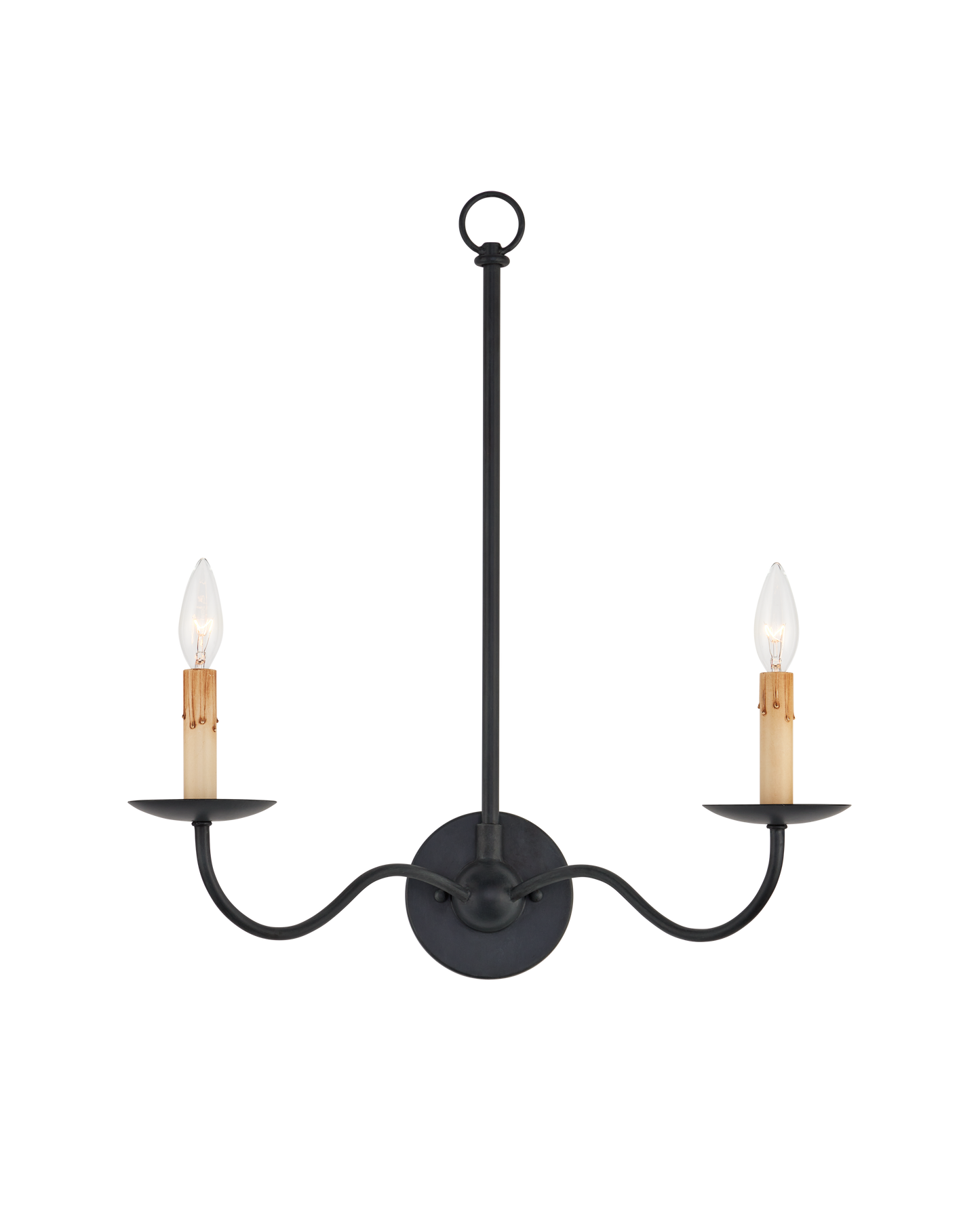 Saxon Double-Light Black Wall Sconce