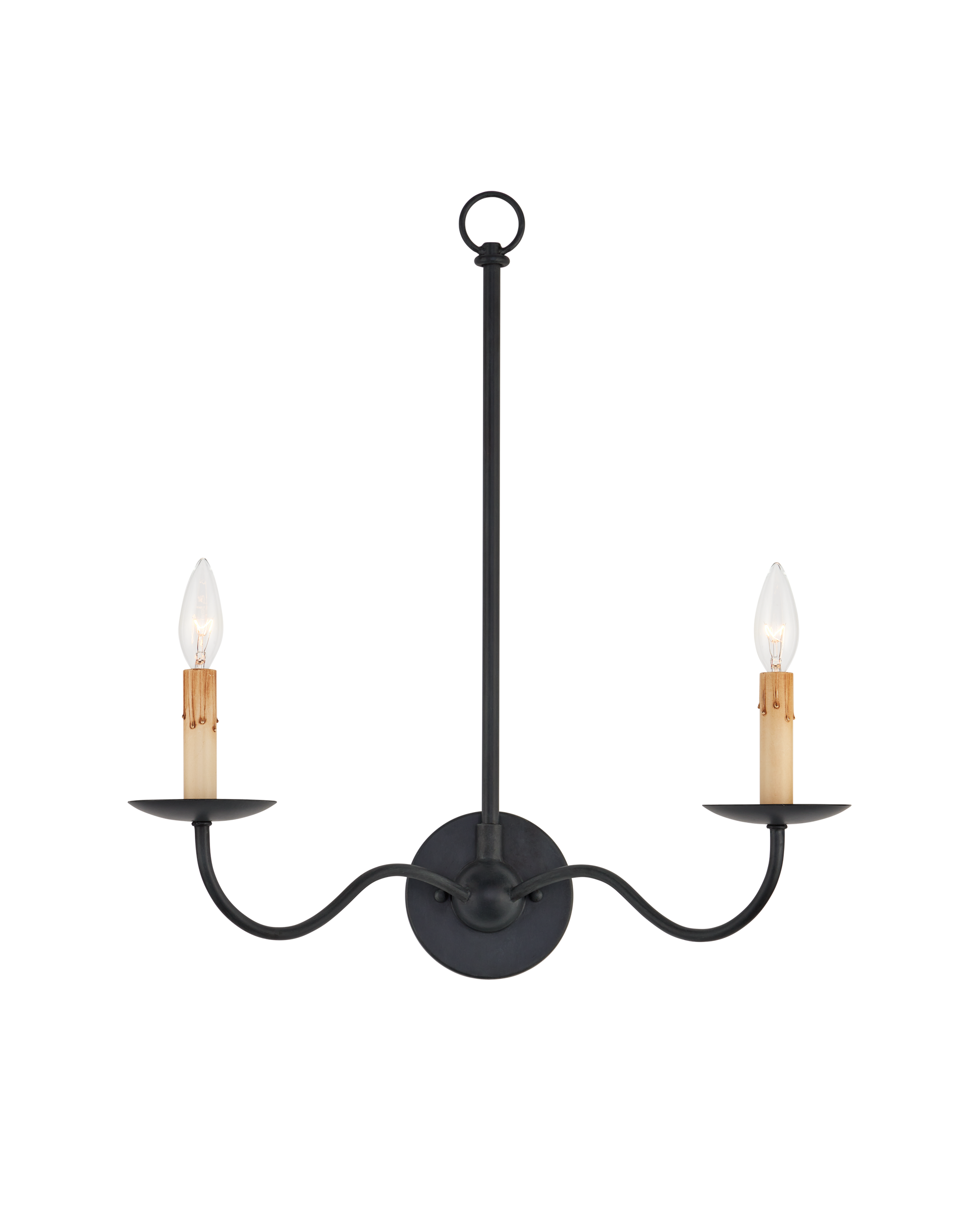 Saxon Double-Light Black Wall Sconce