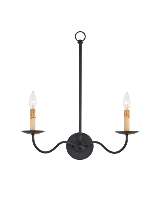 Saxon Double-Light Black Wall Sconce