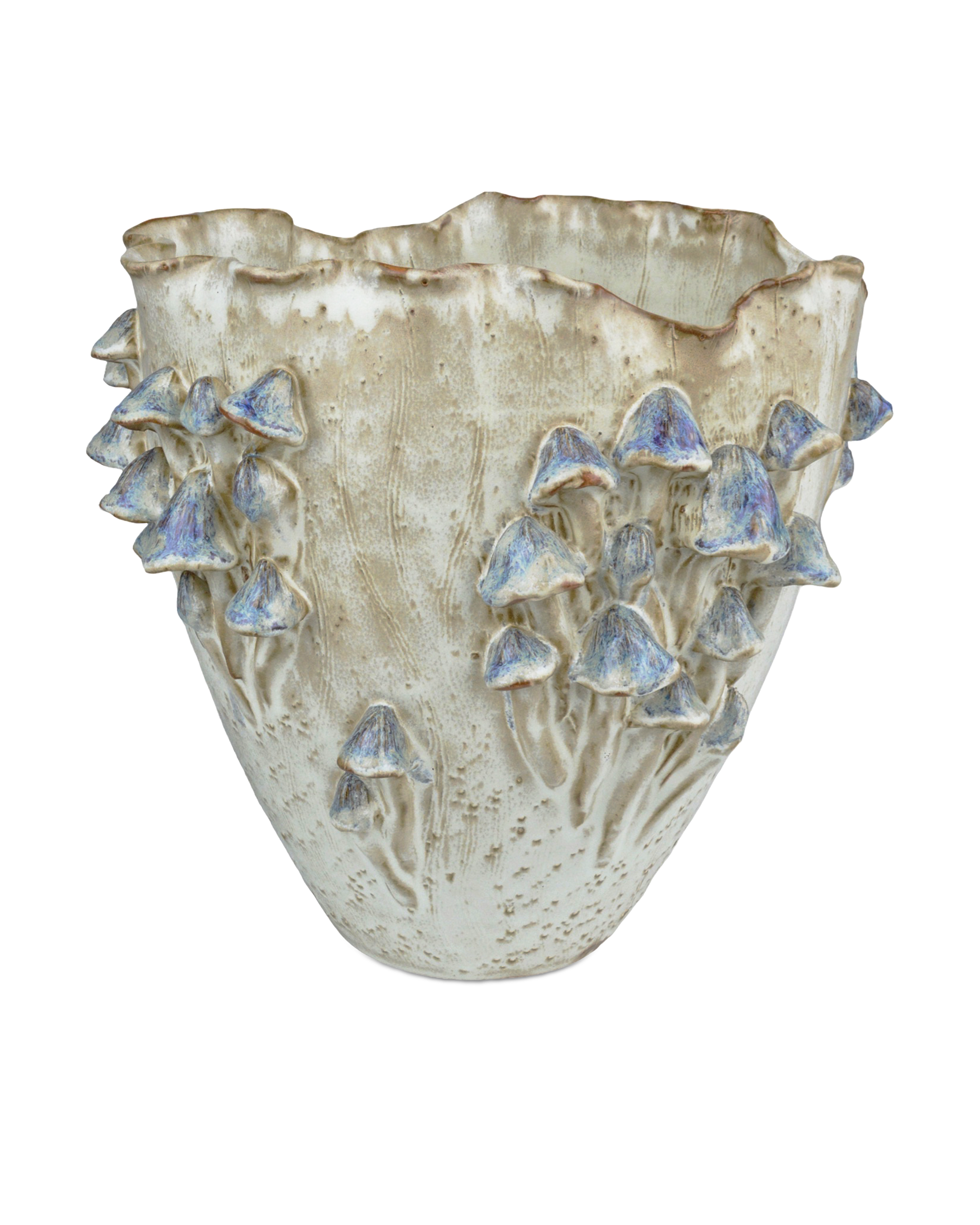 Black Forest Mushrooms Large Ivory Vase