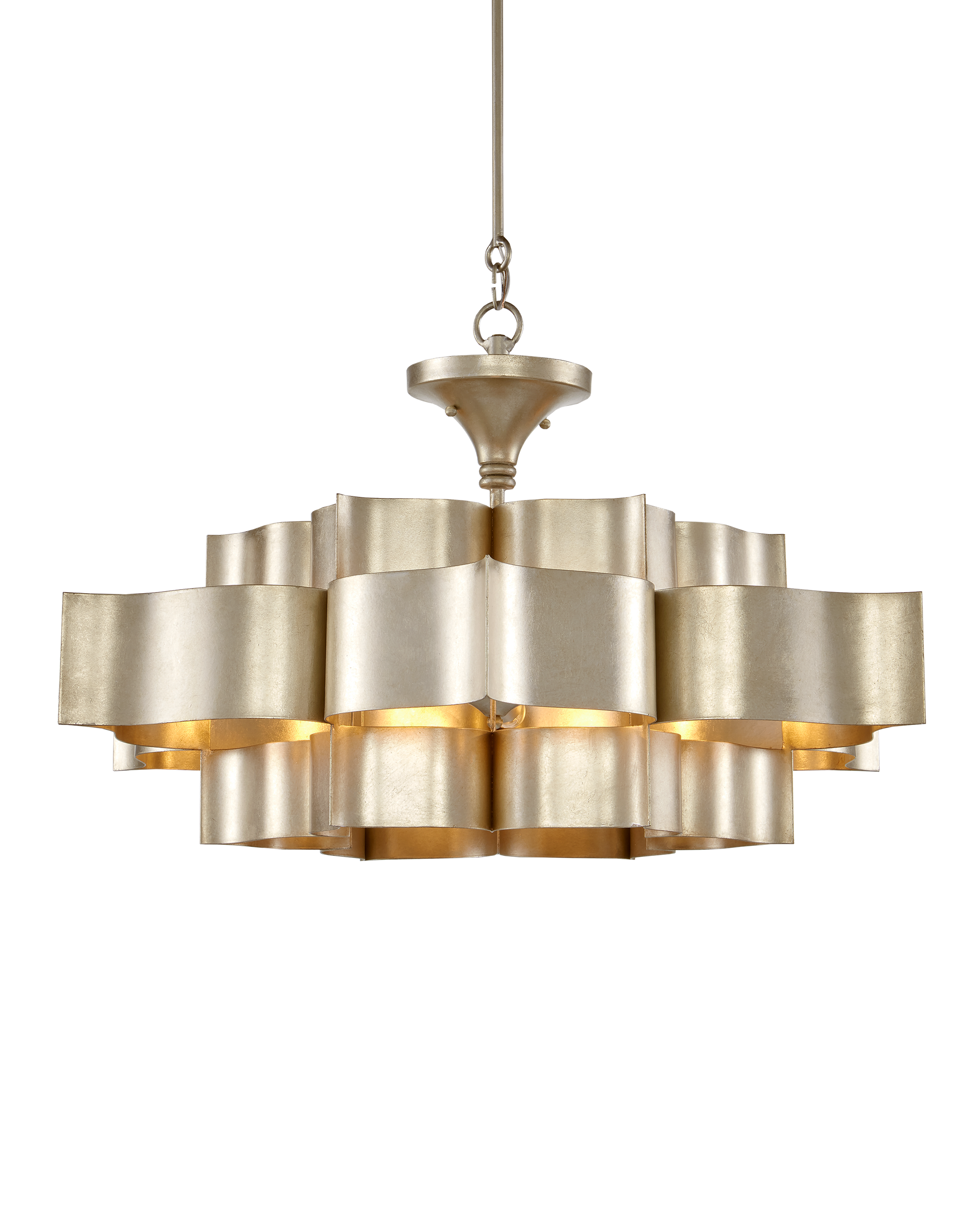 Grand Lotus Large Silver Chandelier