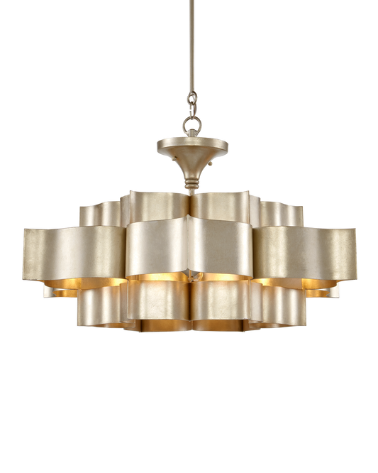 Grand Lotus Large Silver Chandelier