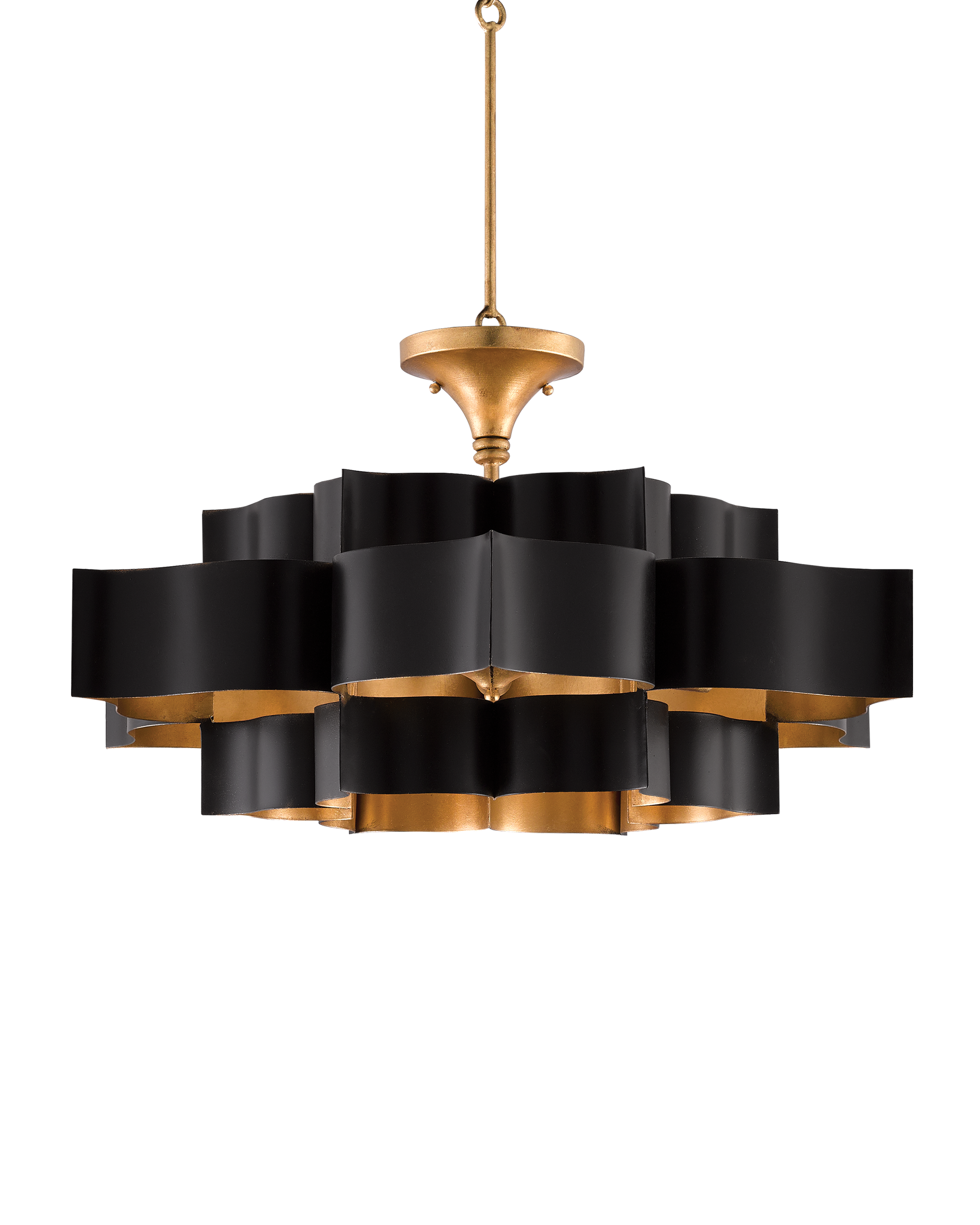 Grand Lotus Large Black Chandelier