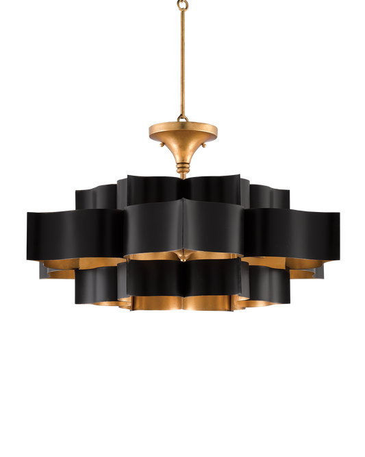 Grand Lotus Large Black Chandelier
