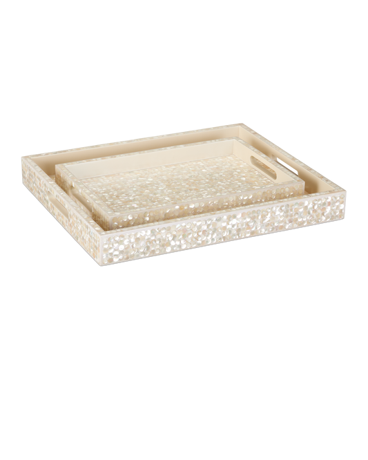 Gerri Dot Mother of Pearl Tray Set of 2