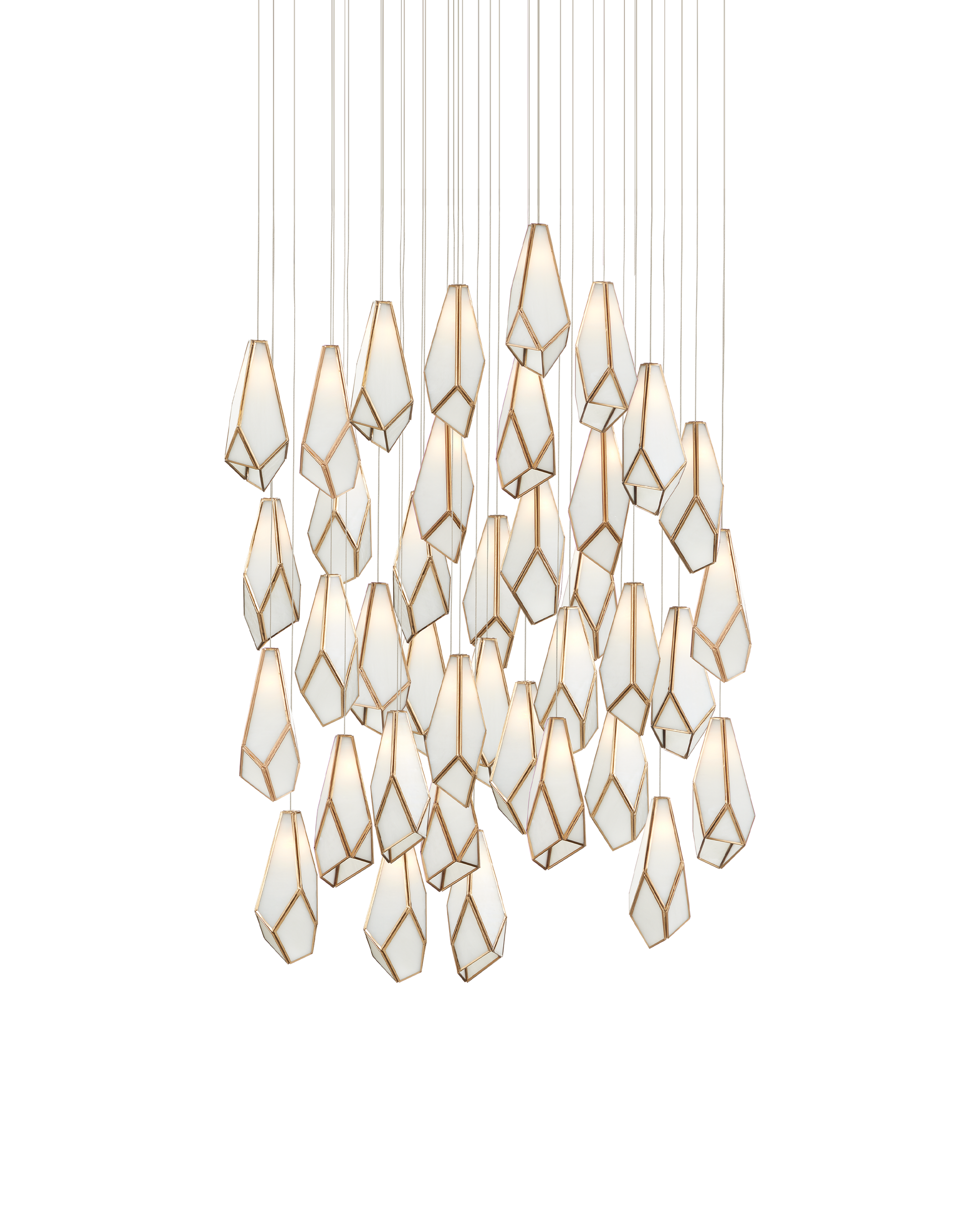 Glace White 36-Light Round Multi-Drop Pendant
