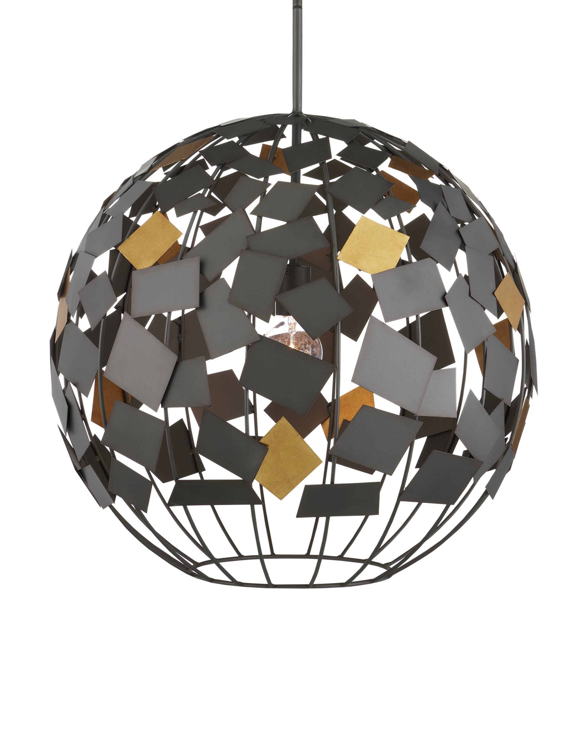 Moon Night Gray & Gold Orb Chandelier