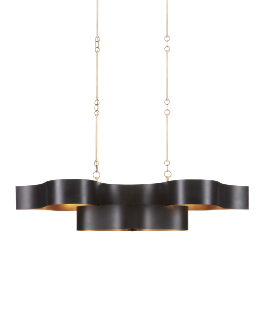 Grand Lotus Oval Black Chandelier