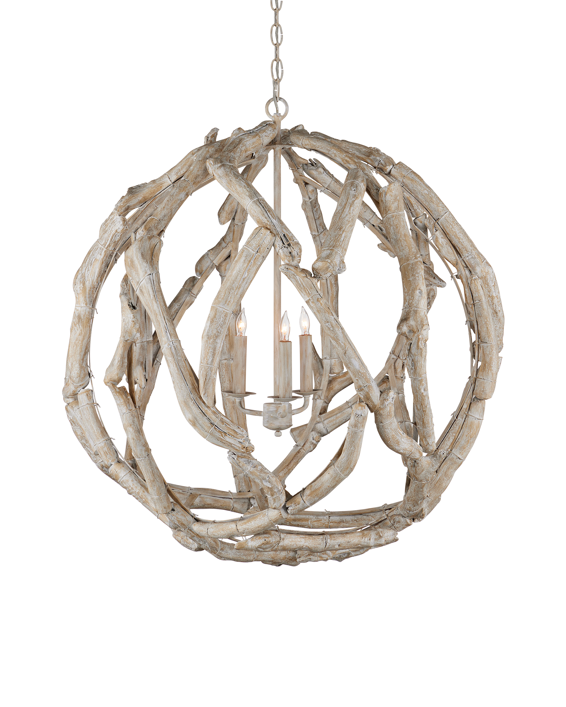 Driftwood Whitewash Orb Chandelier