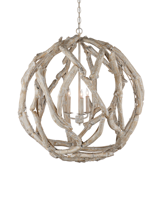 Driftwood Whitewash Orb Chandelier