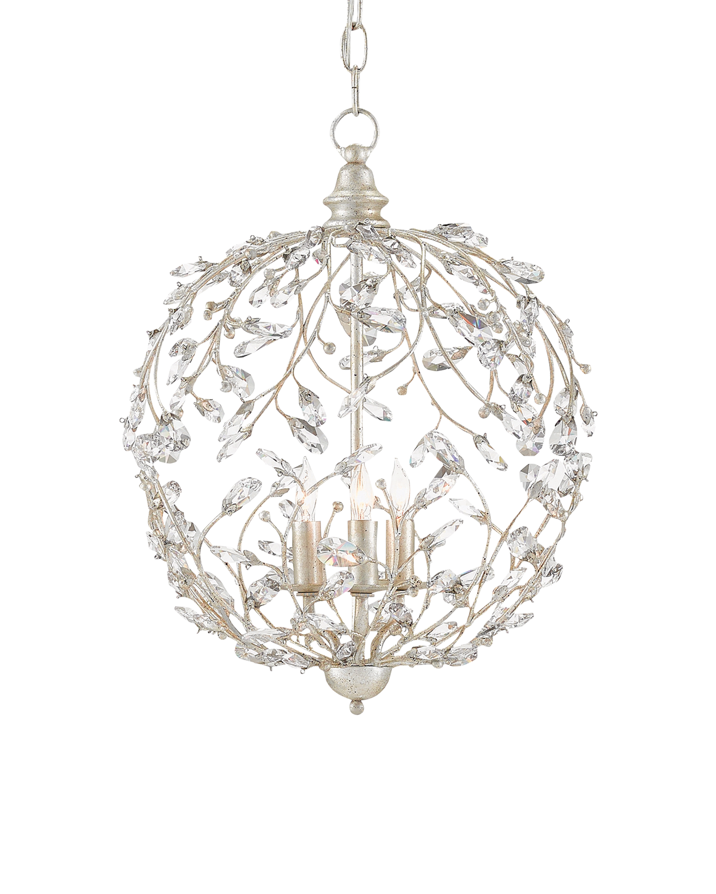 Crystal Bud Silver Orb Chandelier