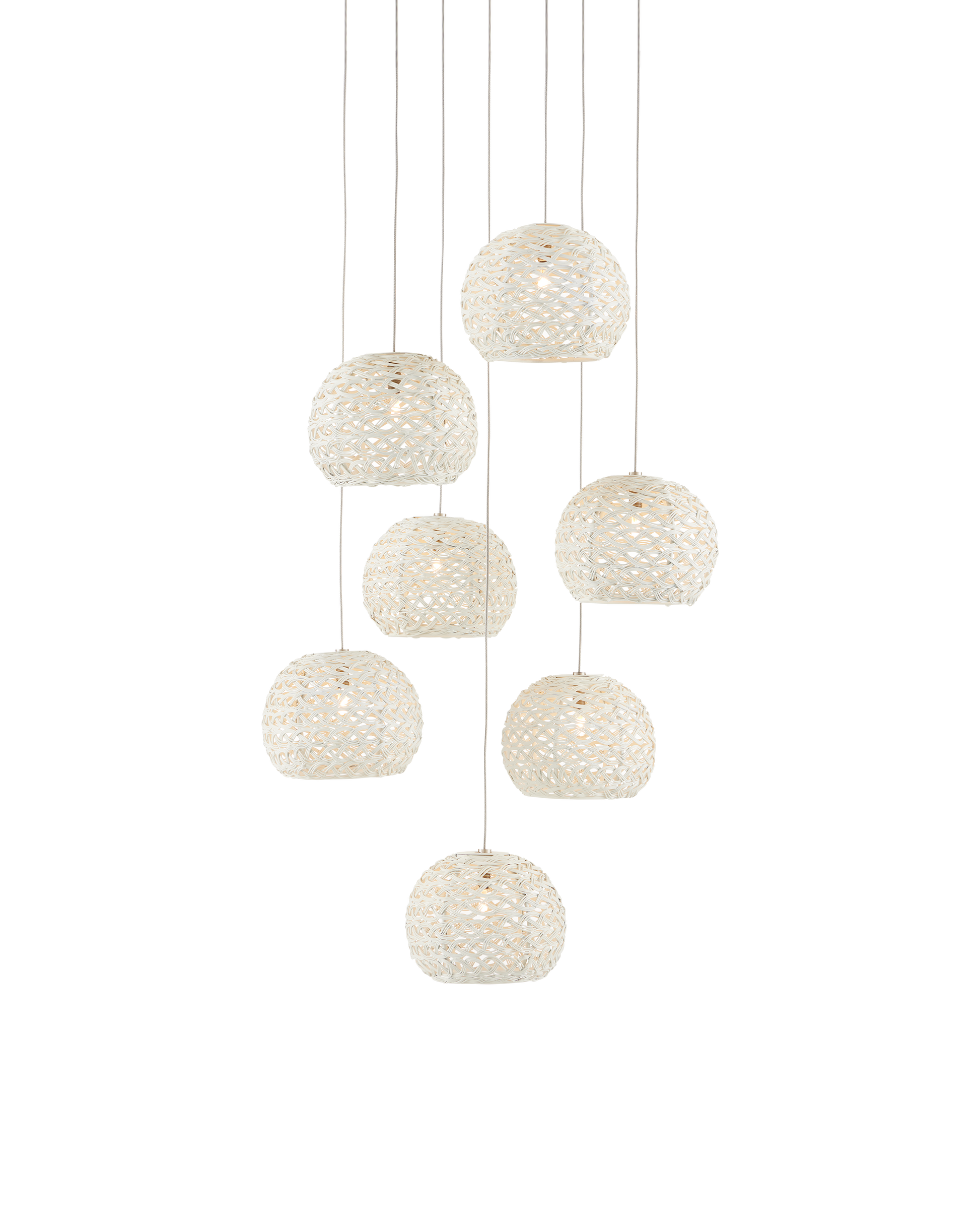 Piero White 7-Light Round Multi-Drop Pendant