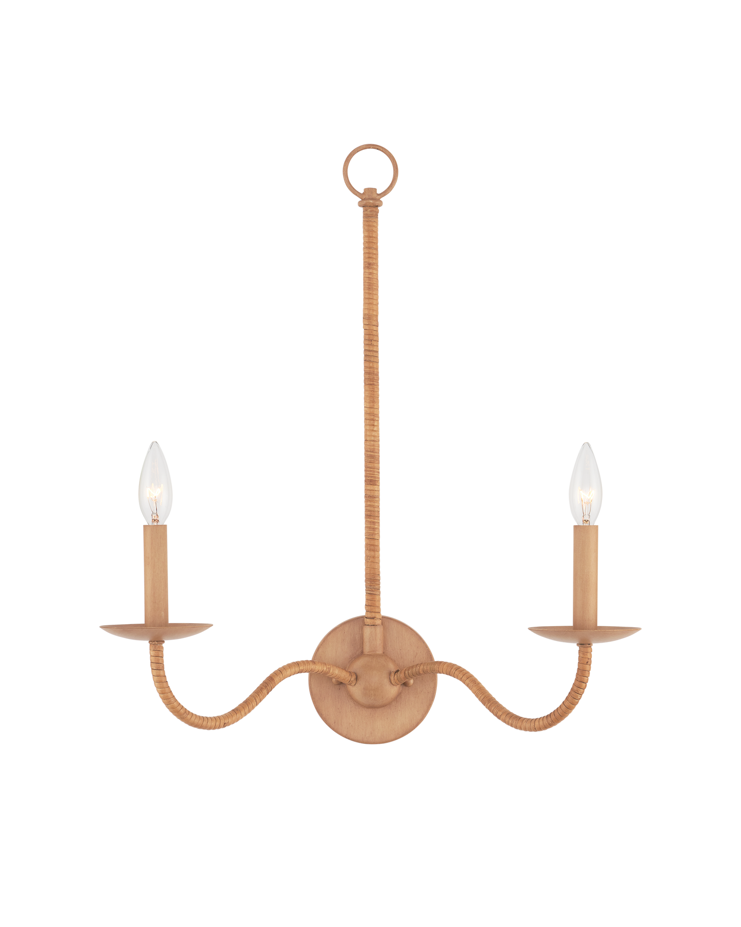Saxon Double-Light Tan Wall Sconce