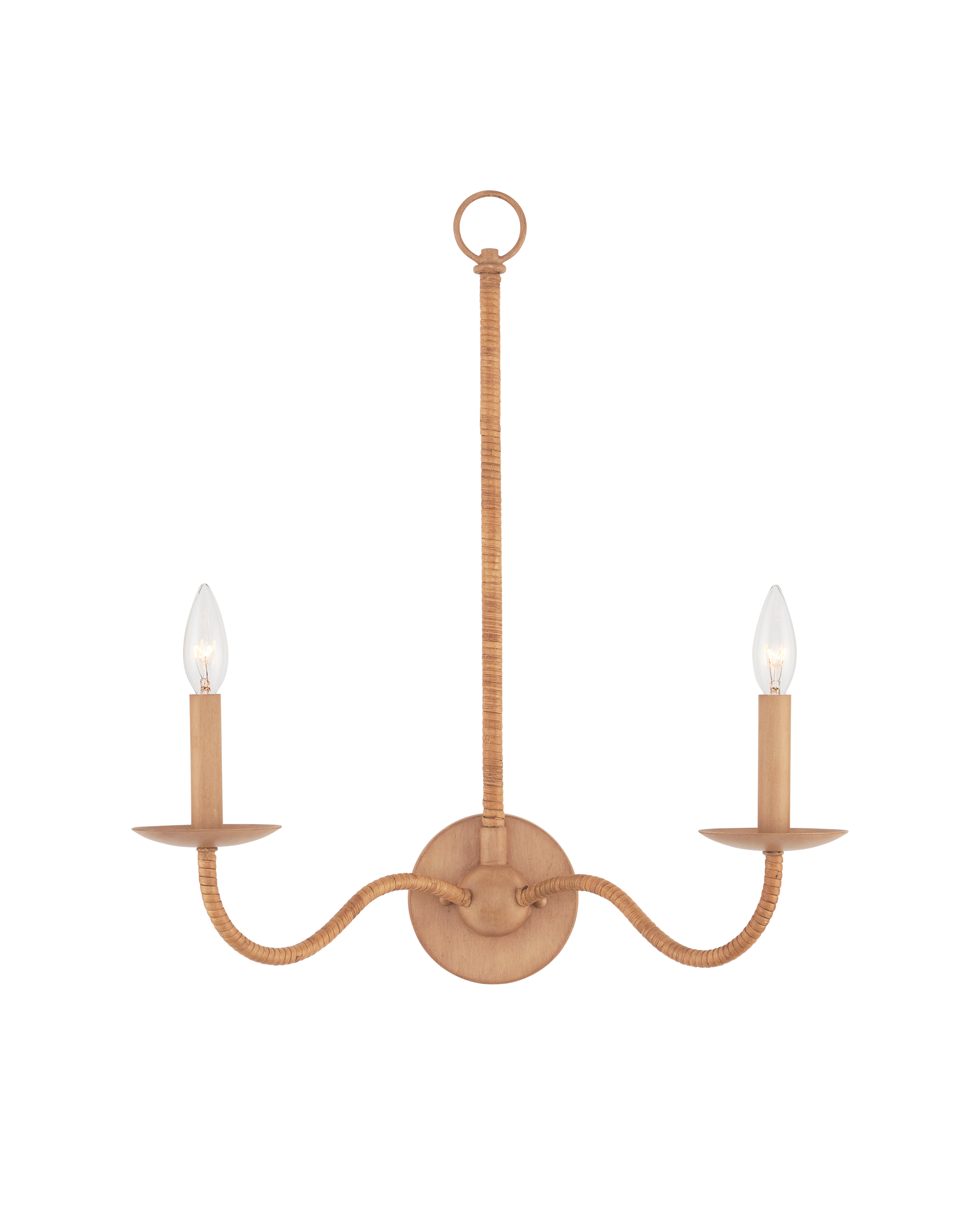 Saxon Double-Light Tan Wall Sconce