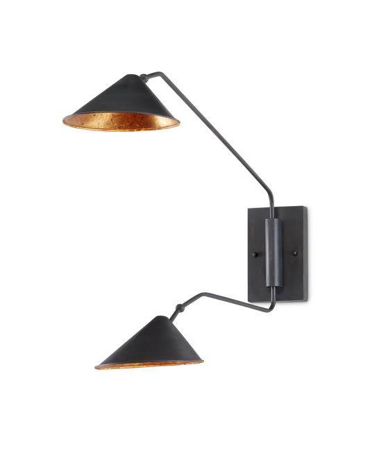 Serpa Black Double Swing-Arm Wall Sconce