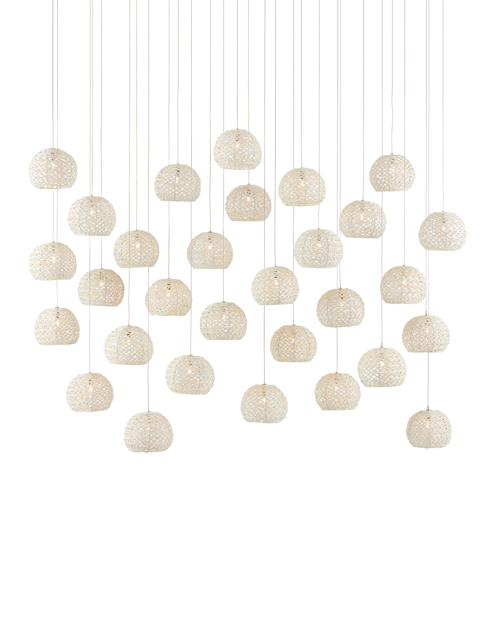 Piero White 30-Light Linear Multi-Drop Pendant