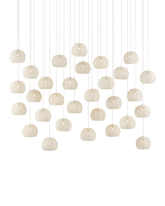 Piero White 30-Light Linear Multi-Drop Pendant