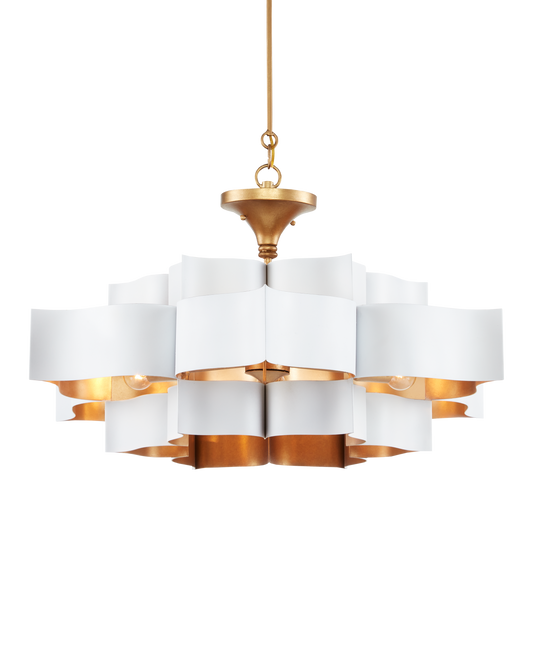 Grand Lotus Large White Chandelier