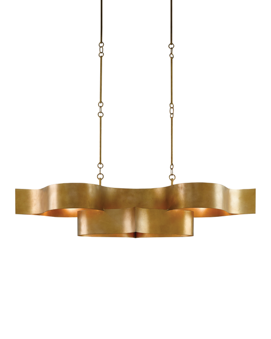 Grand Lotus Oval Gold Chandelier