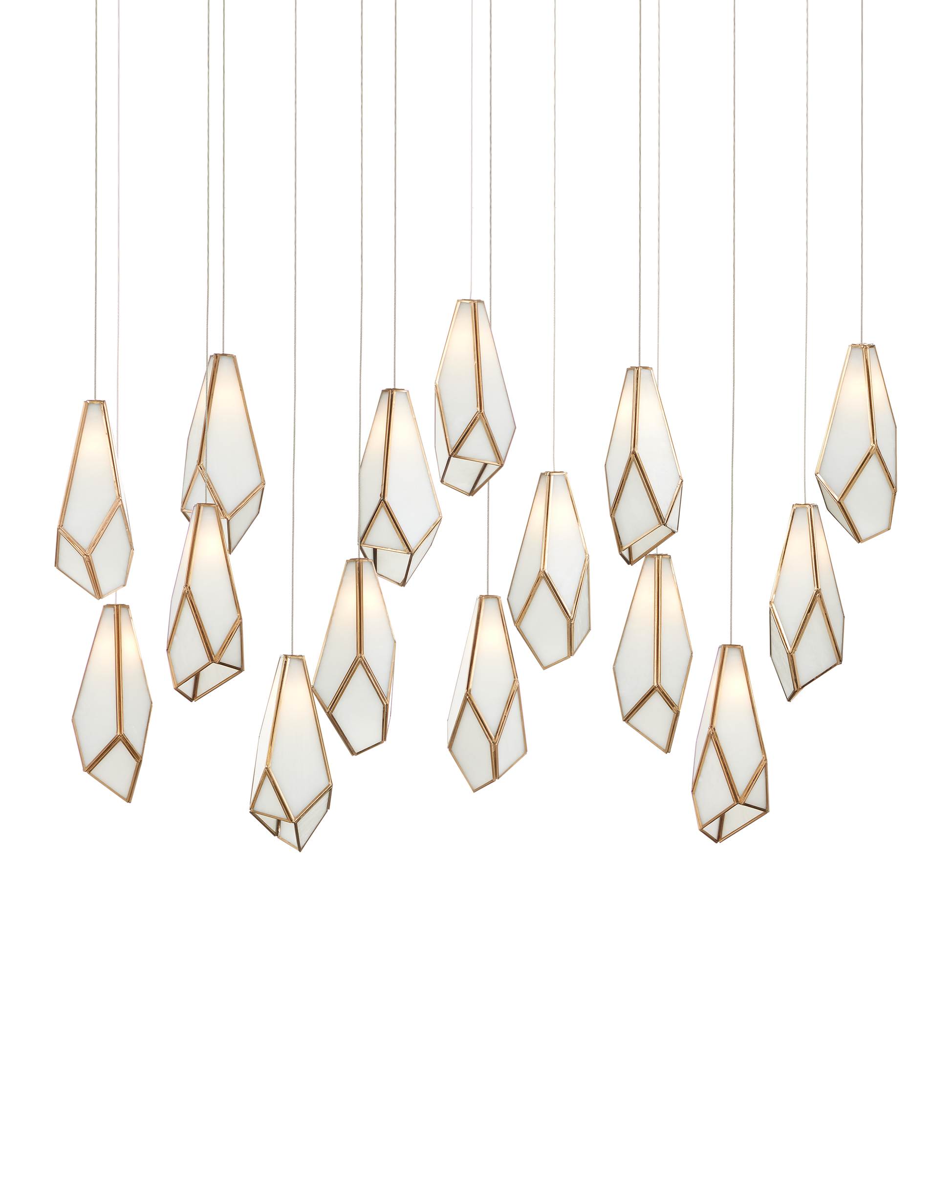 Glace White 15-Light Linear Multi-Drop Pendant