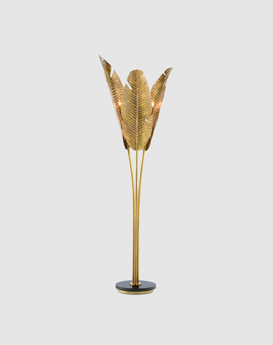 Tropical Large Brass Floor Lamp