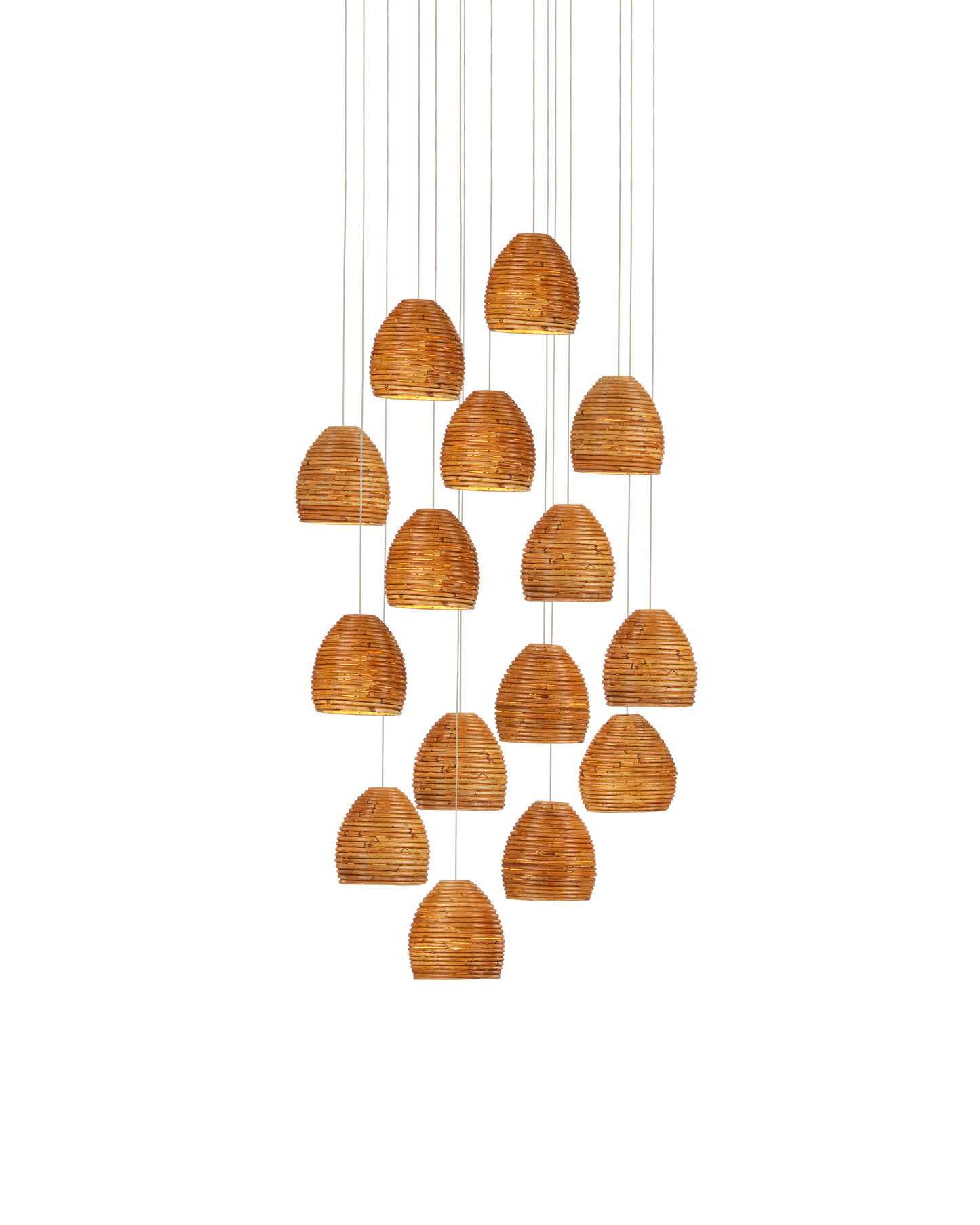 Beehive 15-Light Round Multi-Drop Pendant