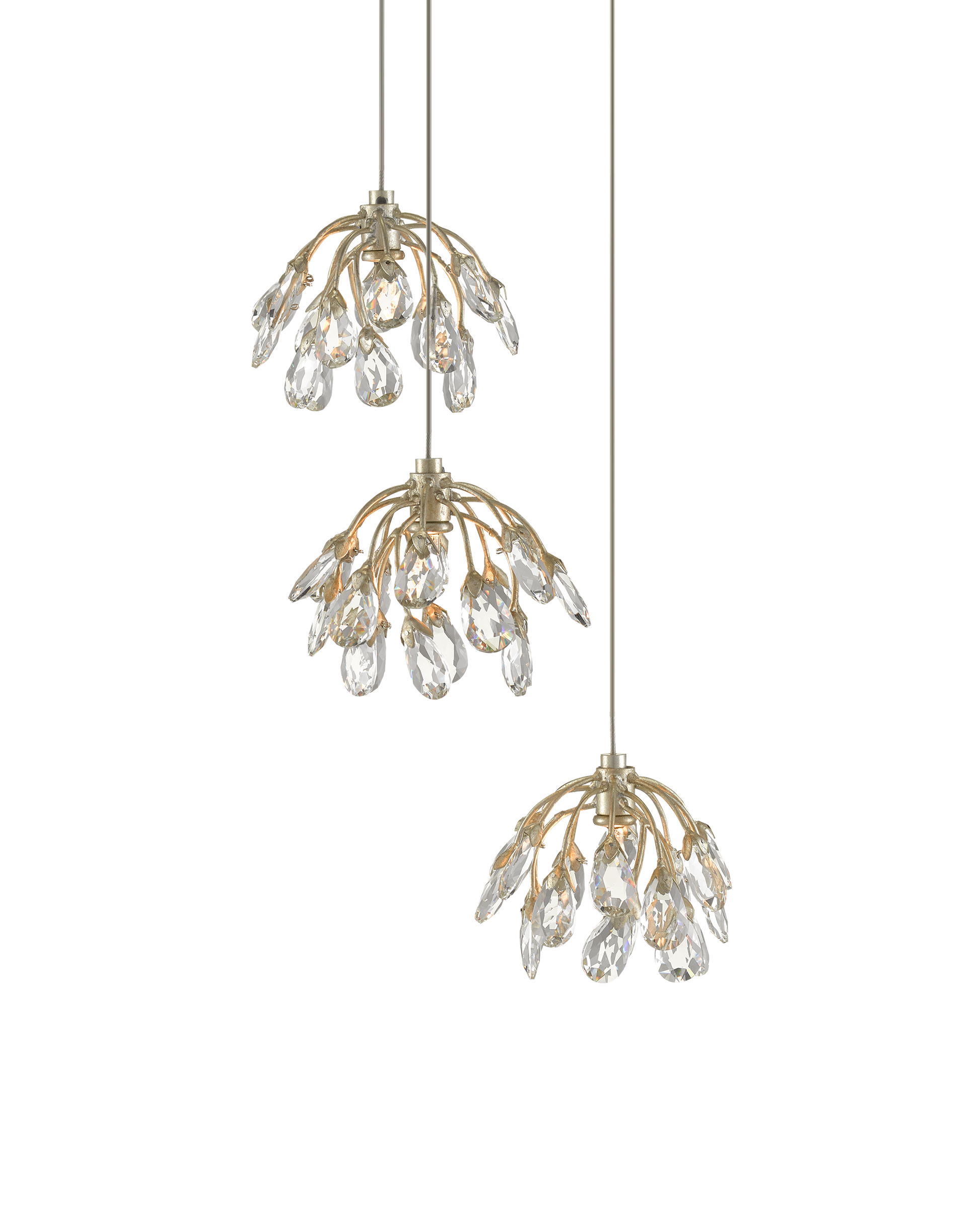 Crystal Bud 3-Light Round Multi-Drop Pendant