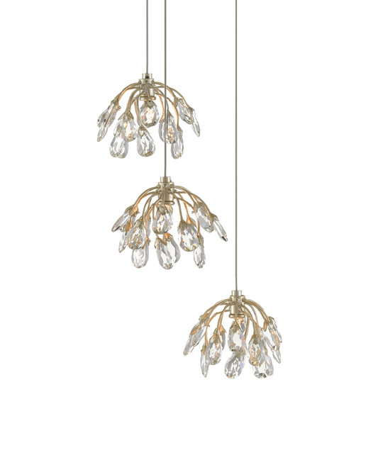 Crystal Bud 3-Light Round Multi-Drop Pendant