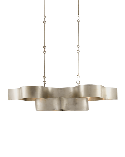 Grand Lotus Oval Silver Chandelier