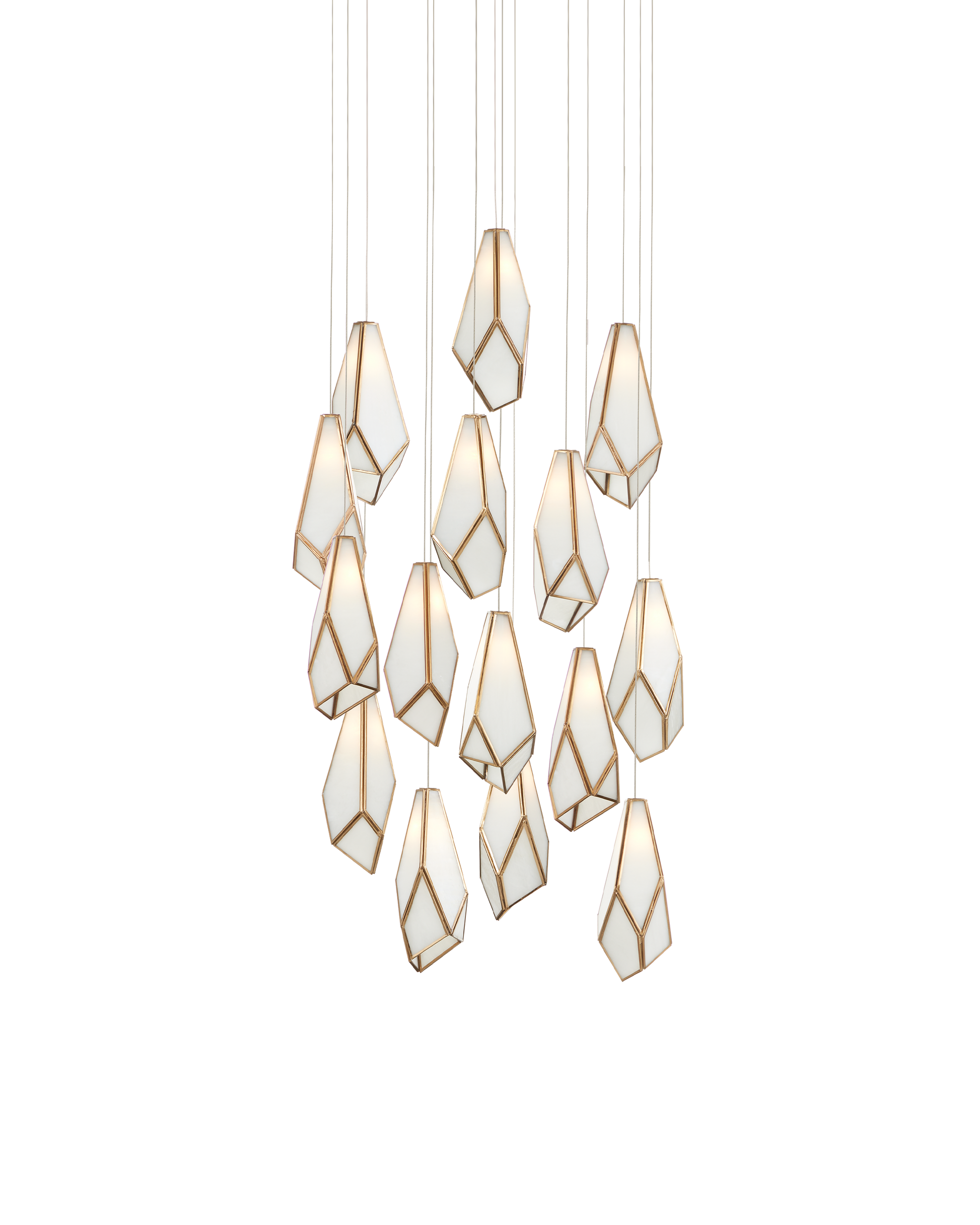 Glace White 15-Light Round Multi-Drop Pendant